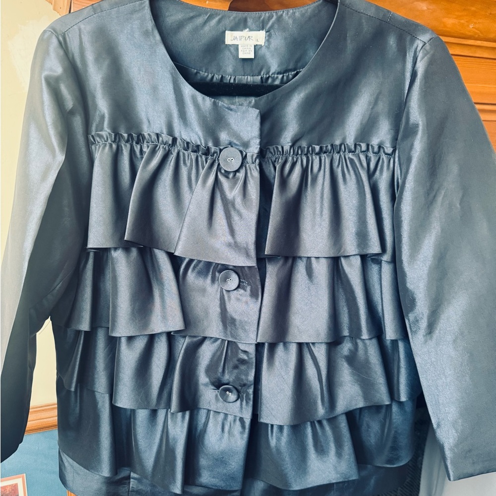 Navy Ruffled Women's Jacket